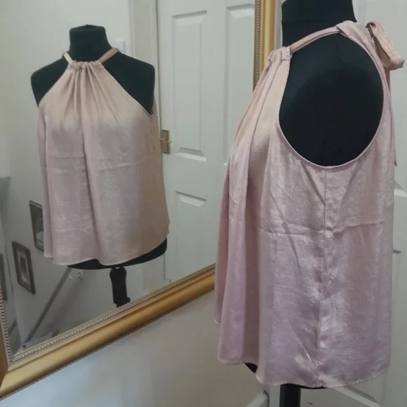 Pink shimmer sleevless tie top Size 16 - Picture 2 of 5